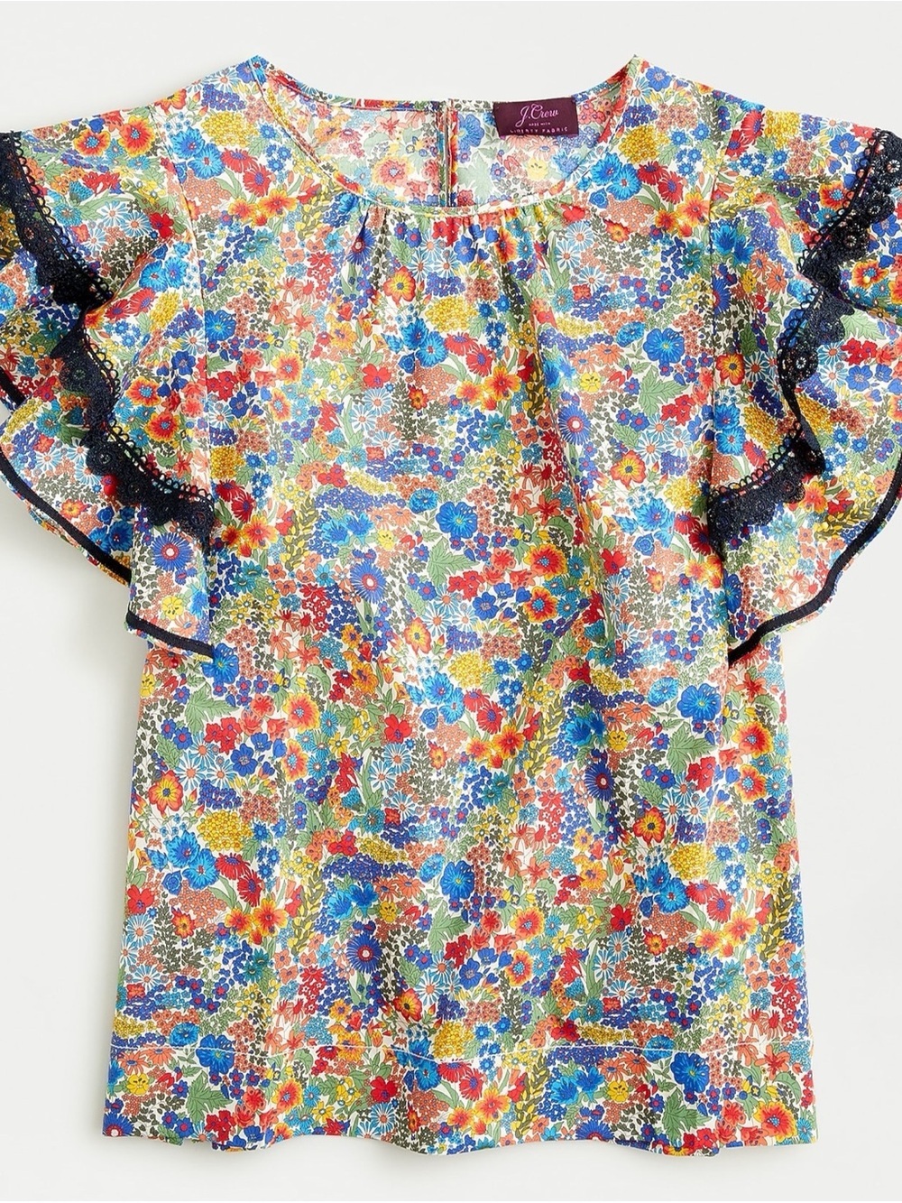 J.Crew Cotton Poplin Flutter Sleeve Top in Liberty Margaret Annie Floral XS - Picture 2 of 7